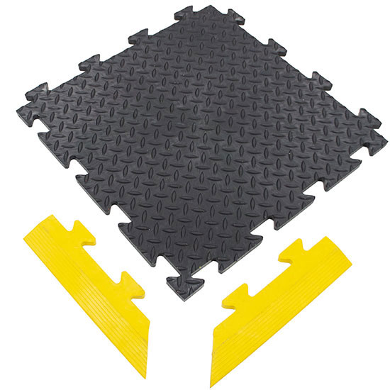 Black Diamond Plate MotoMat Temporary Floor Tile