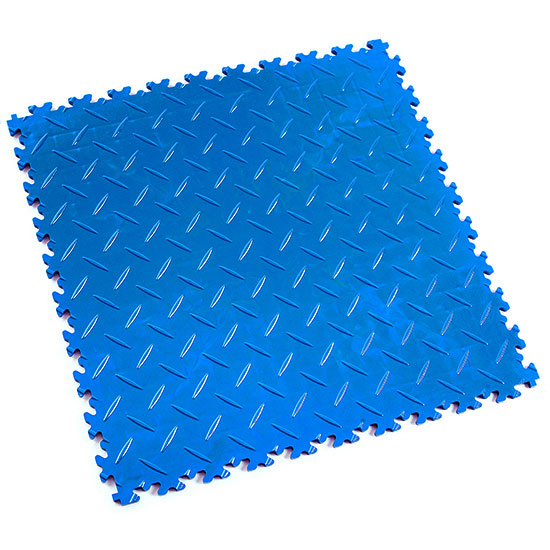 Electric Blue Diamond Plate Temporary Floor Tile