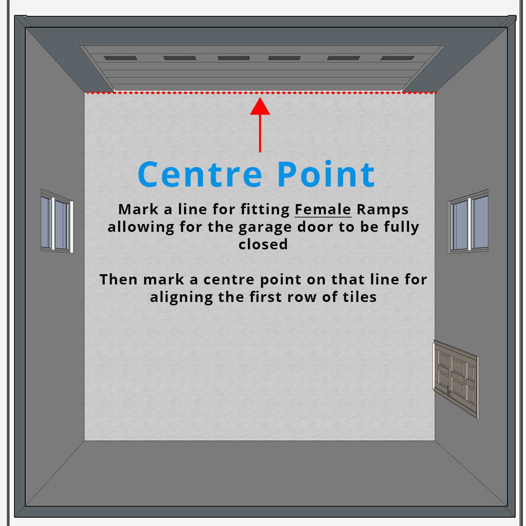 How to install MotoVent Floor Tiles Stage 1 Start at the door and draw a threshold line