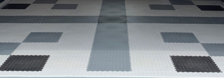 Grey Diamond Plate Shop Floor Tiles