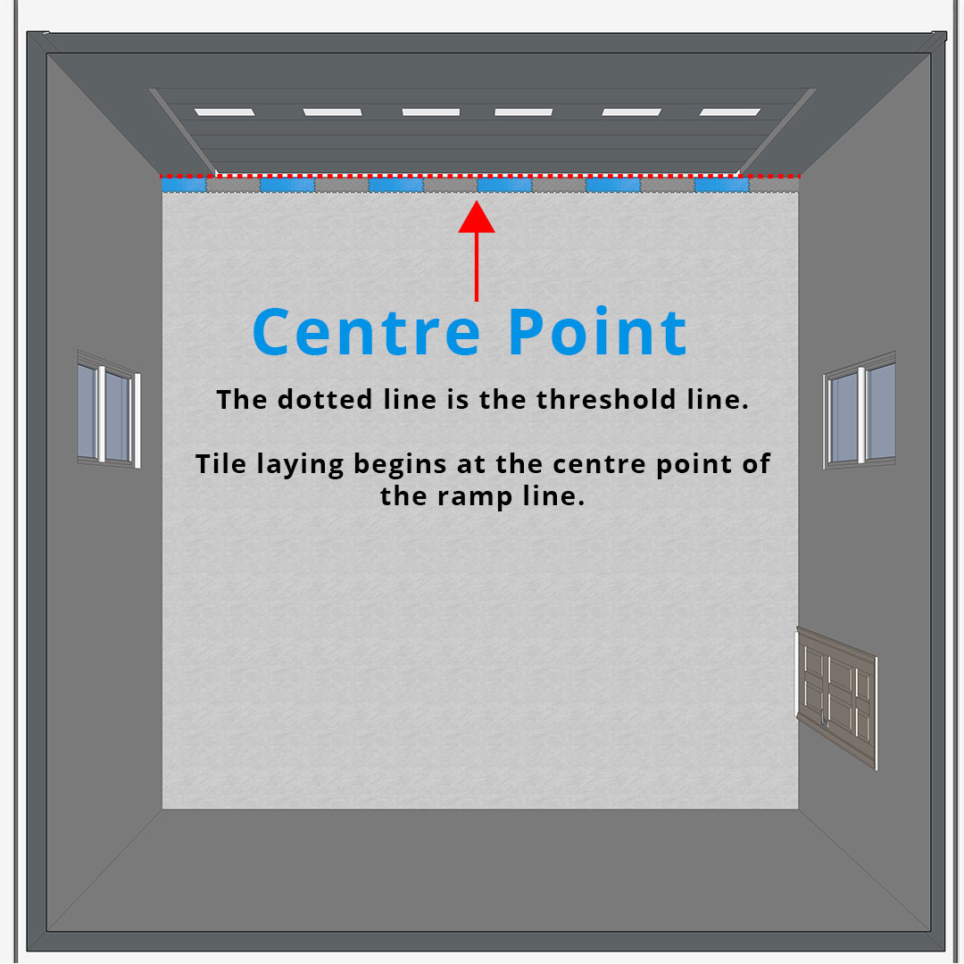 How to install MotoLock Floor Tiles Stage 2 Draw a tile ramp line and mark the centre