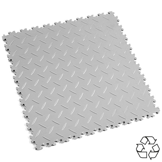 Motolock Light Grey Recycled Diamond Plate Interlocking Tile