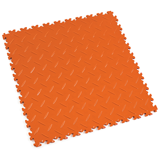 Motolock Orange Diamond Plate Interlocking Tile